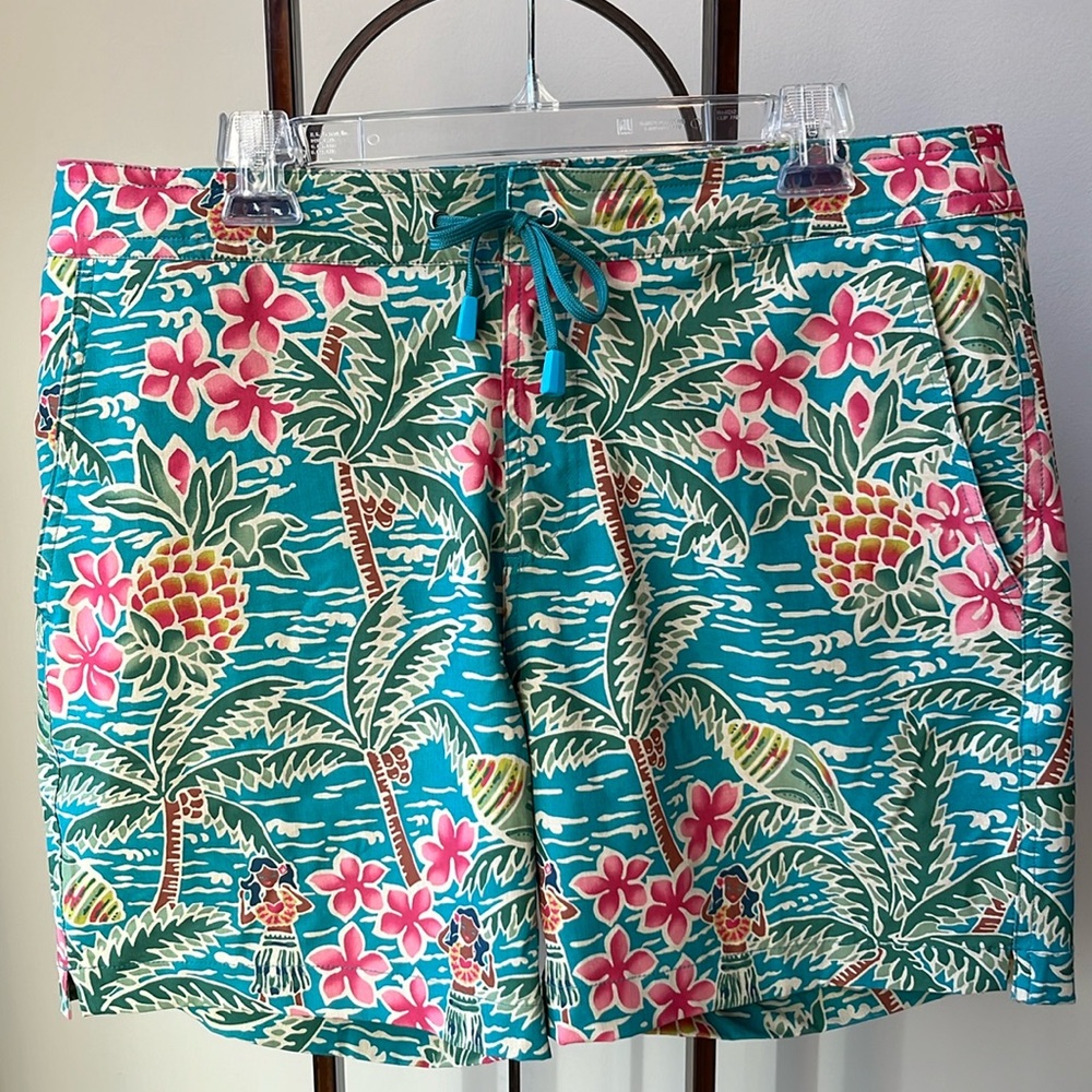 Tori Richard Waikiki Swim Trunks Shorts‎ Zipper Lined Hawaiian Hula Girls